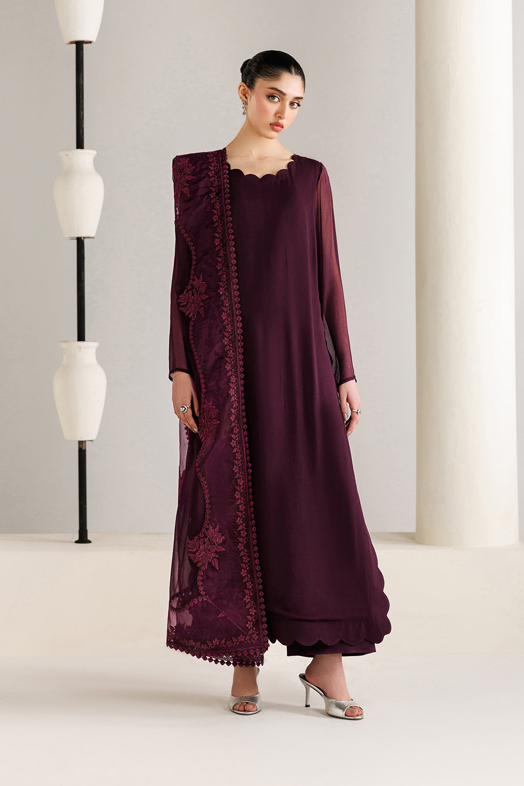 plain chiffon dress Deep Plum Ready to Wear Effortless and fun collection: Suman Color:Gingham Blue 90s & 2000s Staple
