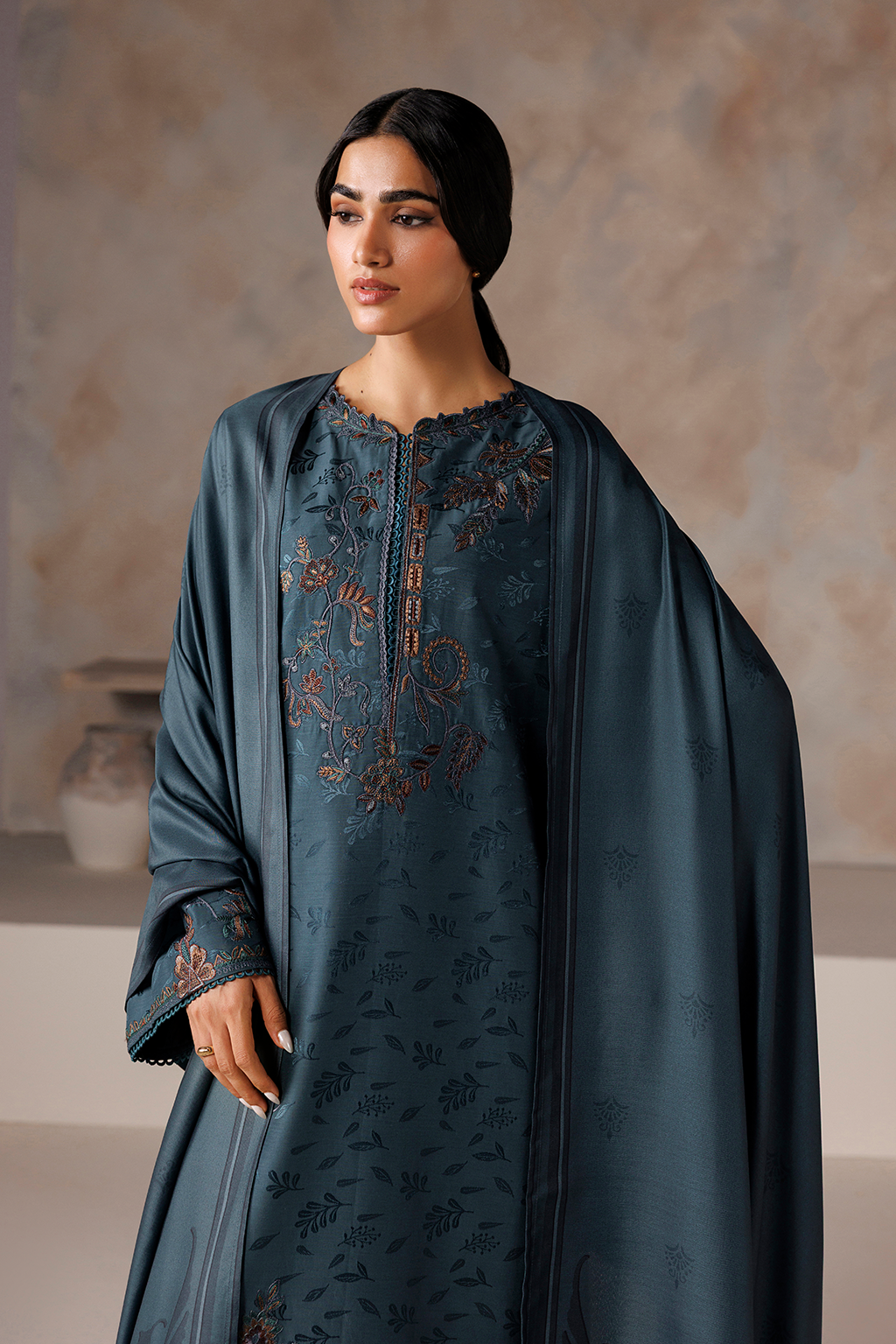 UE-745 Embroidered Viscose Jacquard
