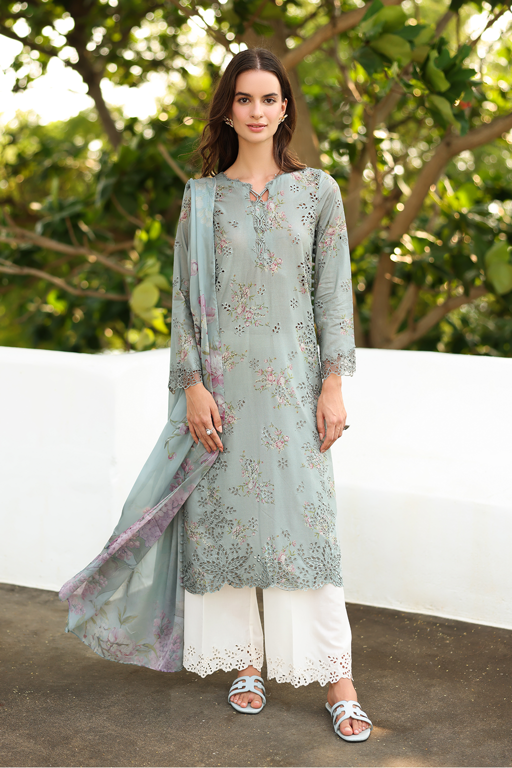 blue lawn dress Electric Blue Stretch Satin Long Dress With Wrap-Over Slit And Lace-Up