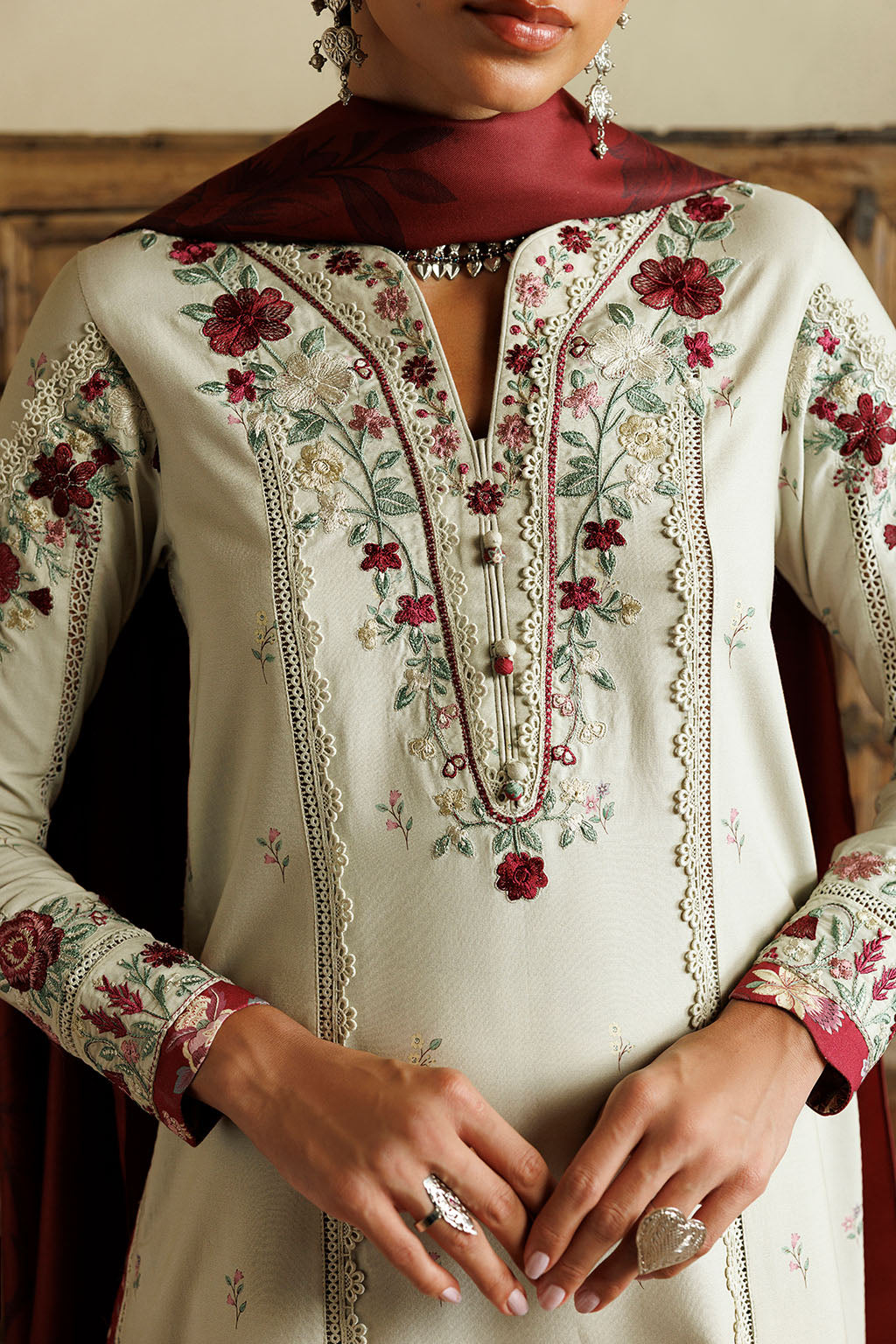 IPF-28  Embroidered Printed Viscose Linen Secondary image