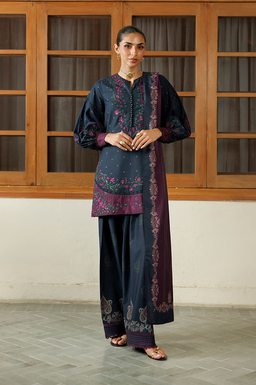 IPF-26  Embroidered Printed Viscose Linen