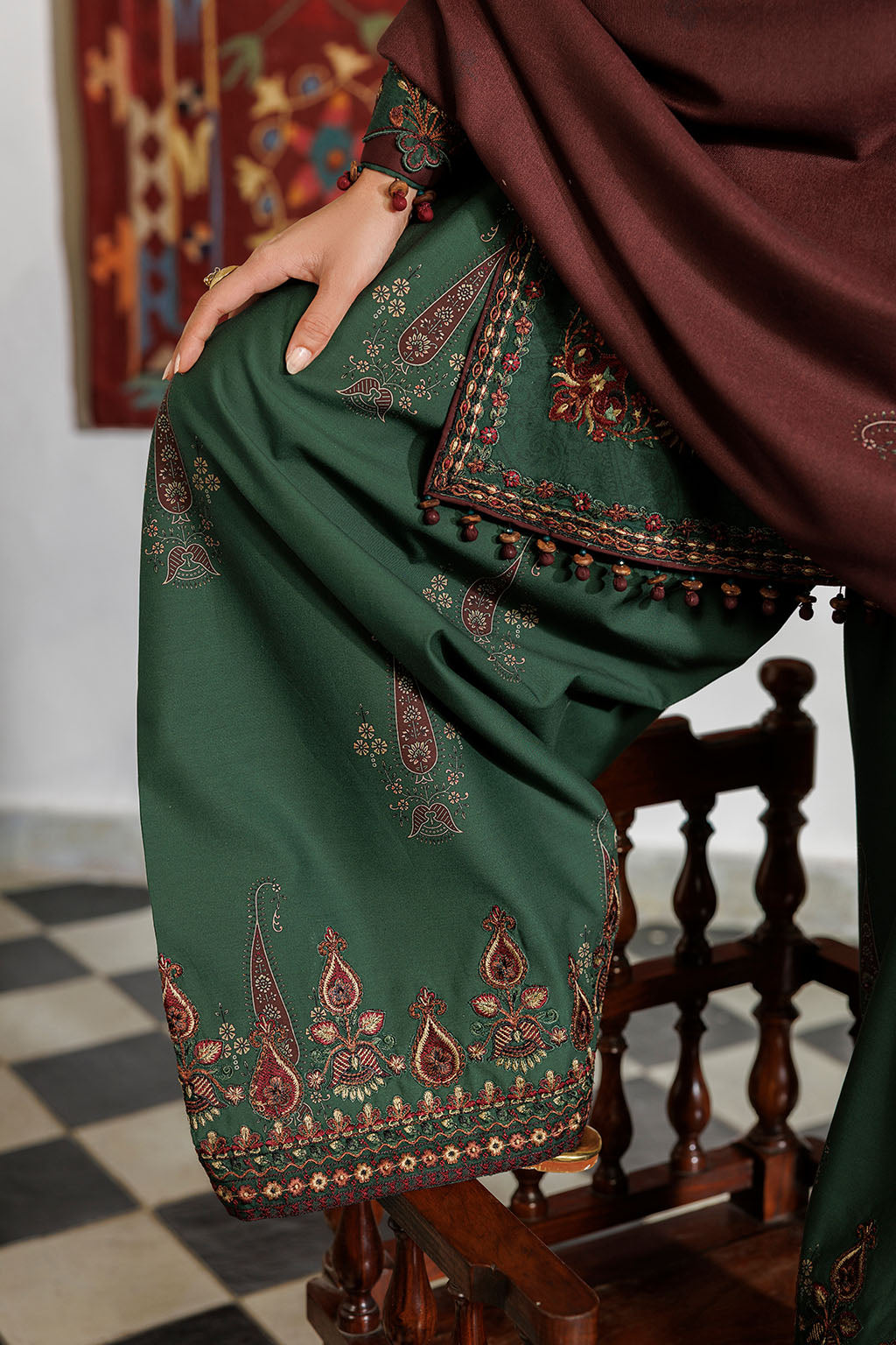 IPF-32  Embroidered Printed Viscose Linen Secondary image