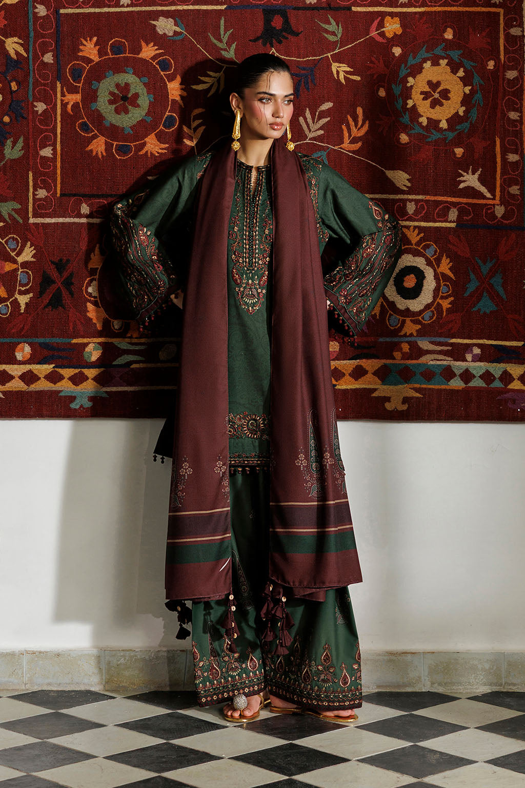 IPF-32  Embroidered Printed Viscose Linen Main image