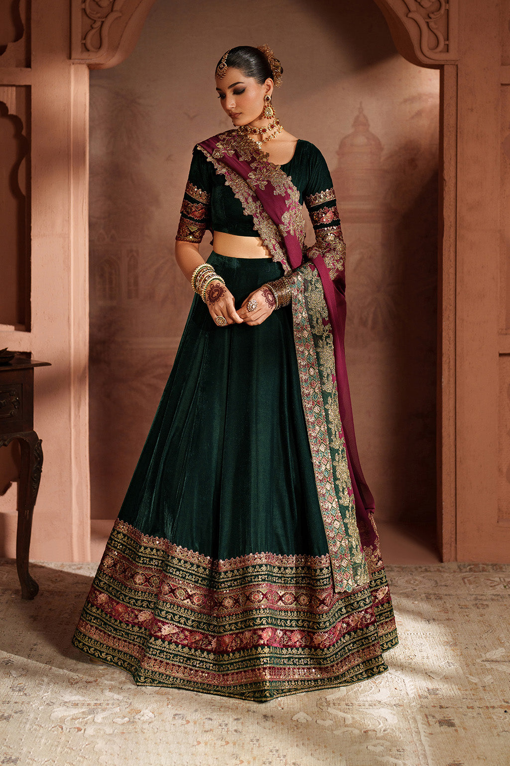 IV-65 Embroidered Velvet ( Lehnga Choli )