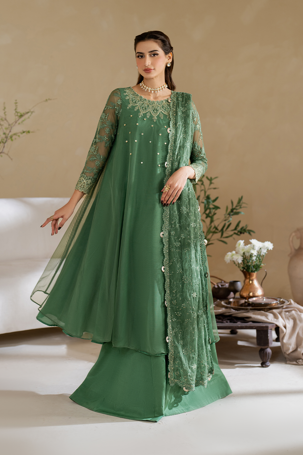 CC-53 Embroidered Chiffon - Iznik