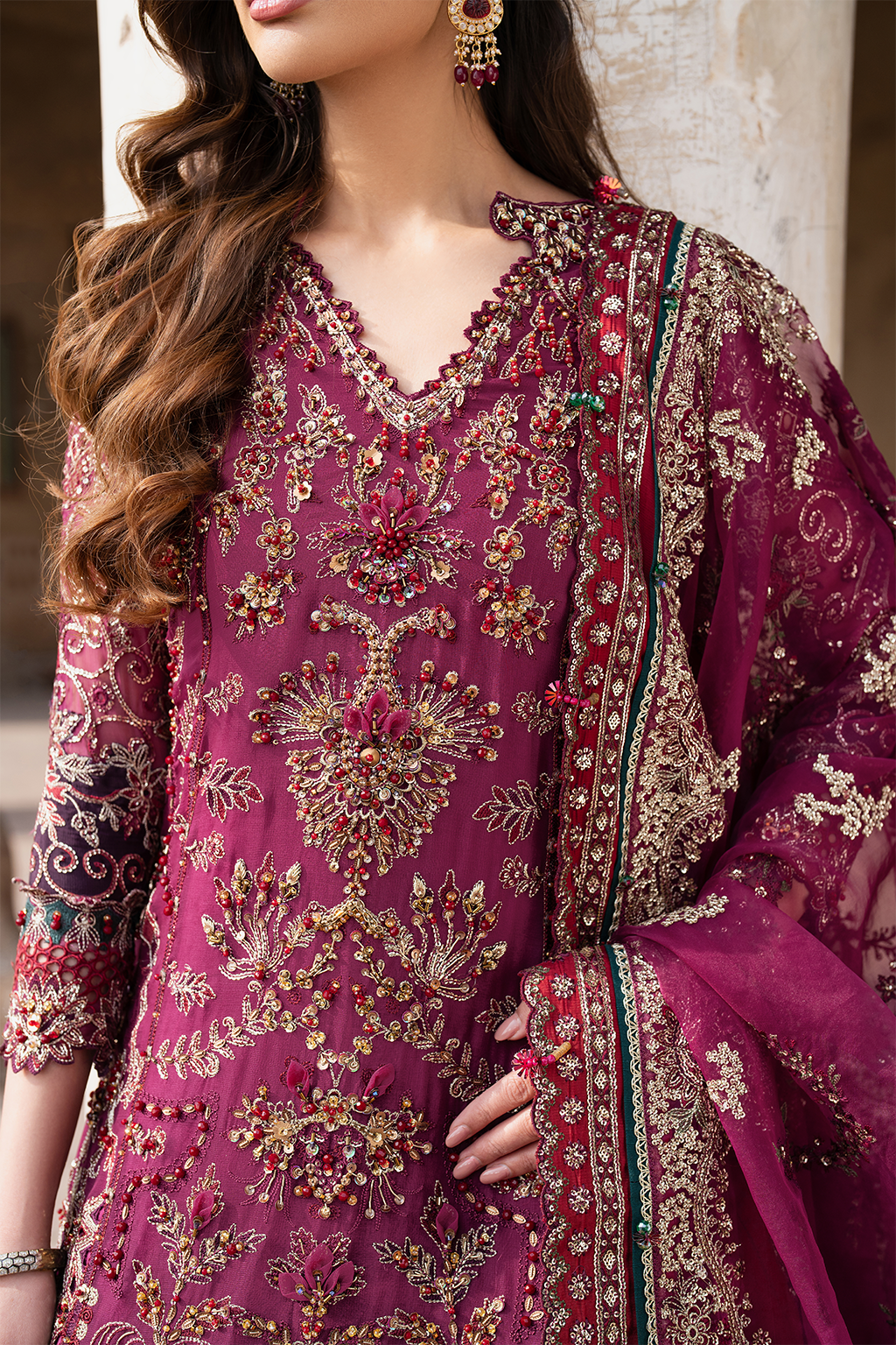 Embroidered Chiffon dress - Iznik