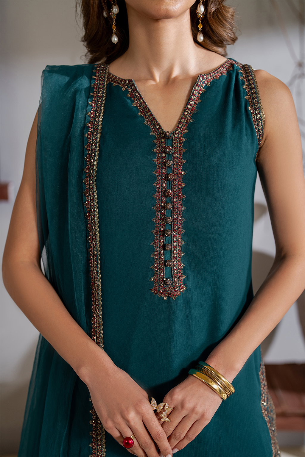CC-51 Embroidered Chiffon - Iznik