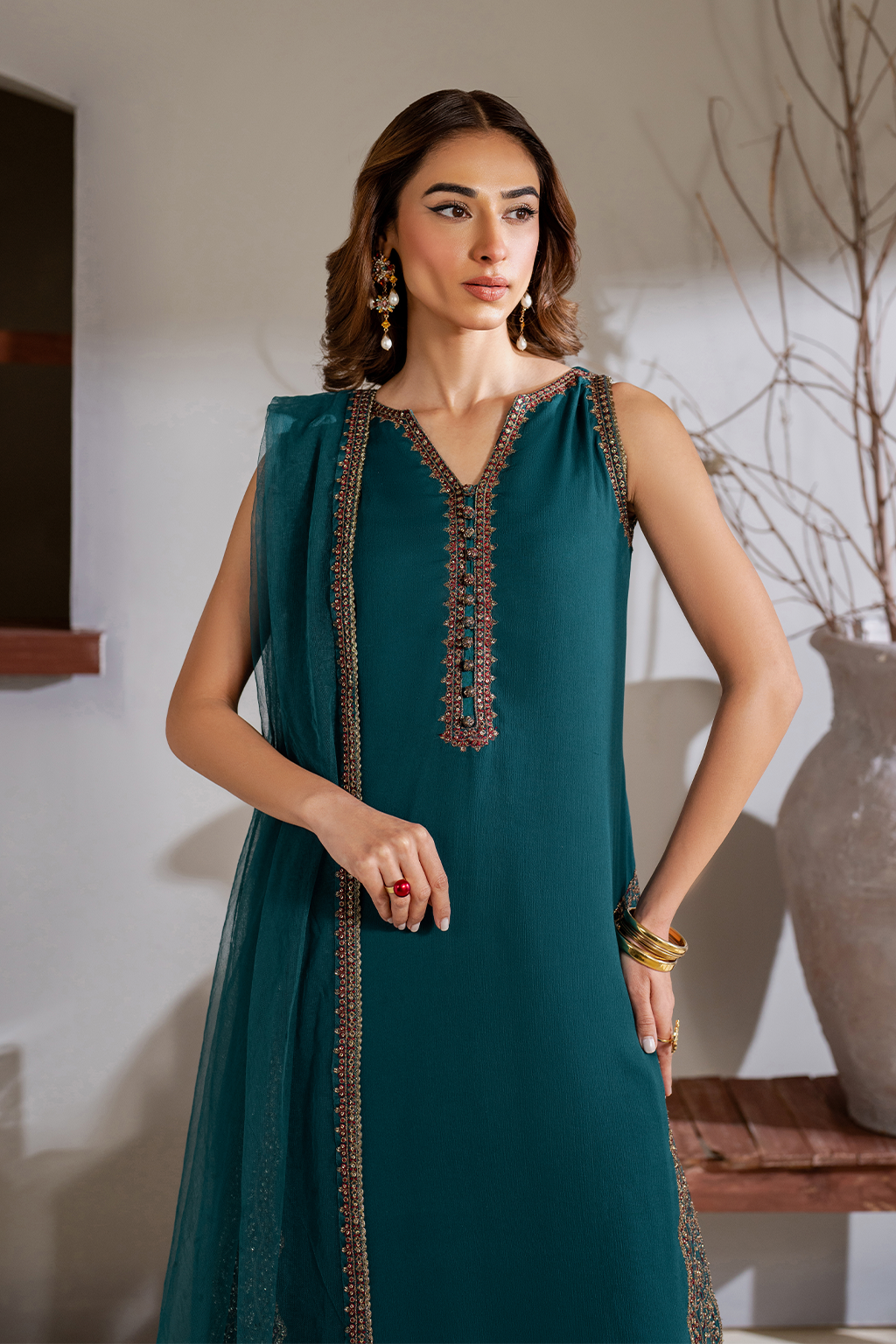 CC-51 Embroidered Chiffon - Iznik