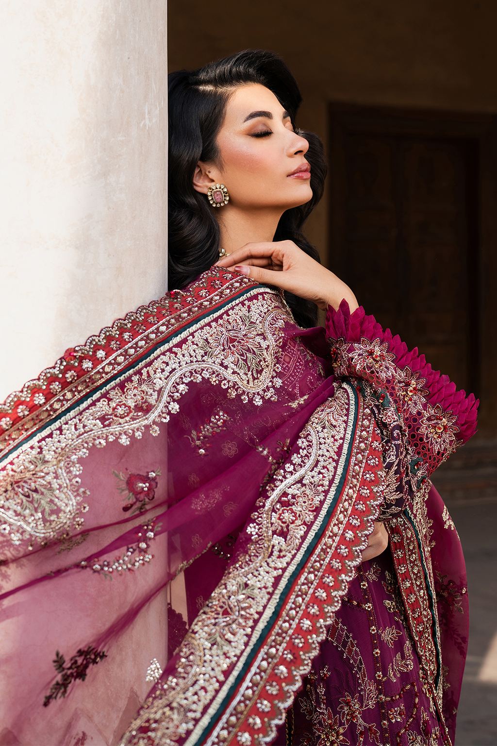 Embroidered Chiffon dress - Iznik