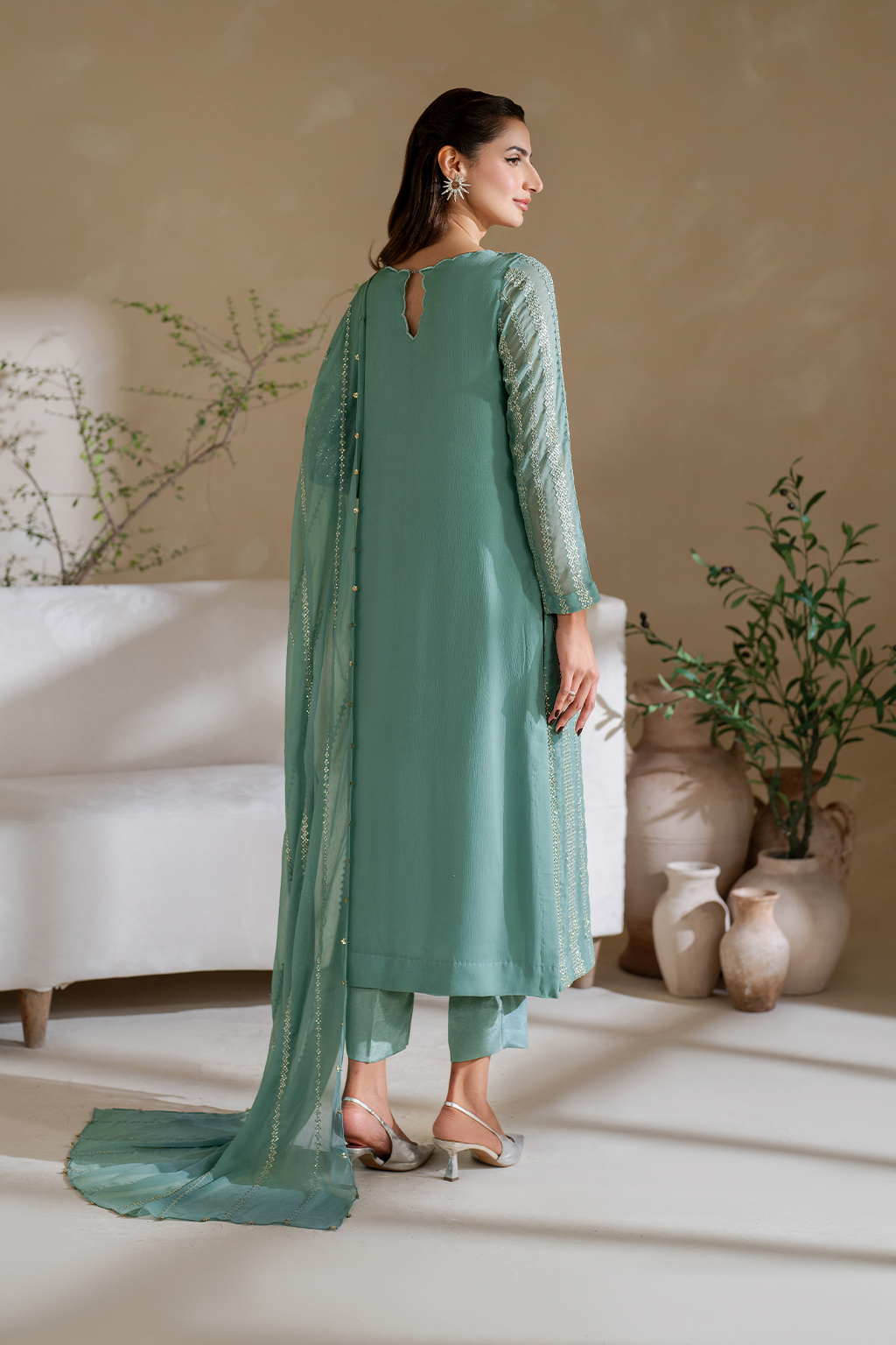 CC-54 Embroidered Chiffon - Iznik