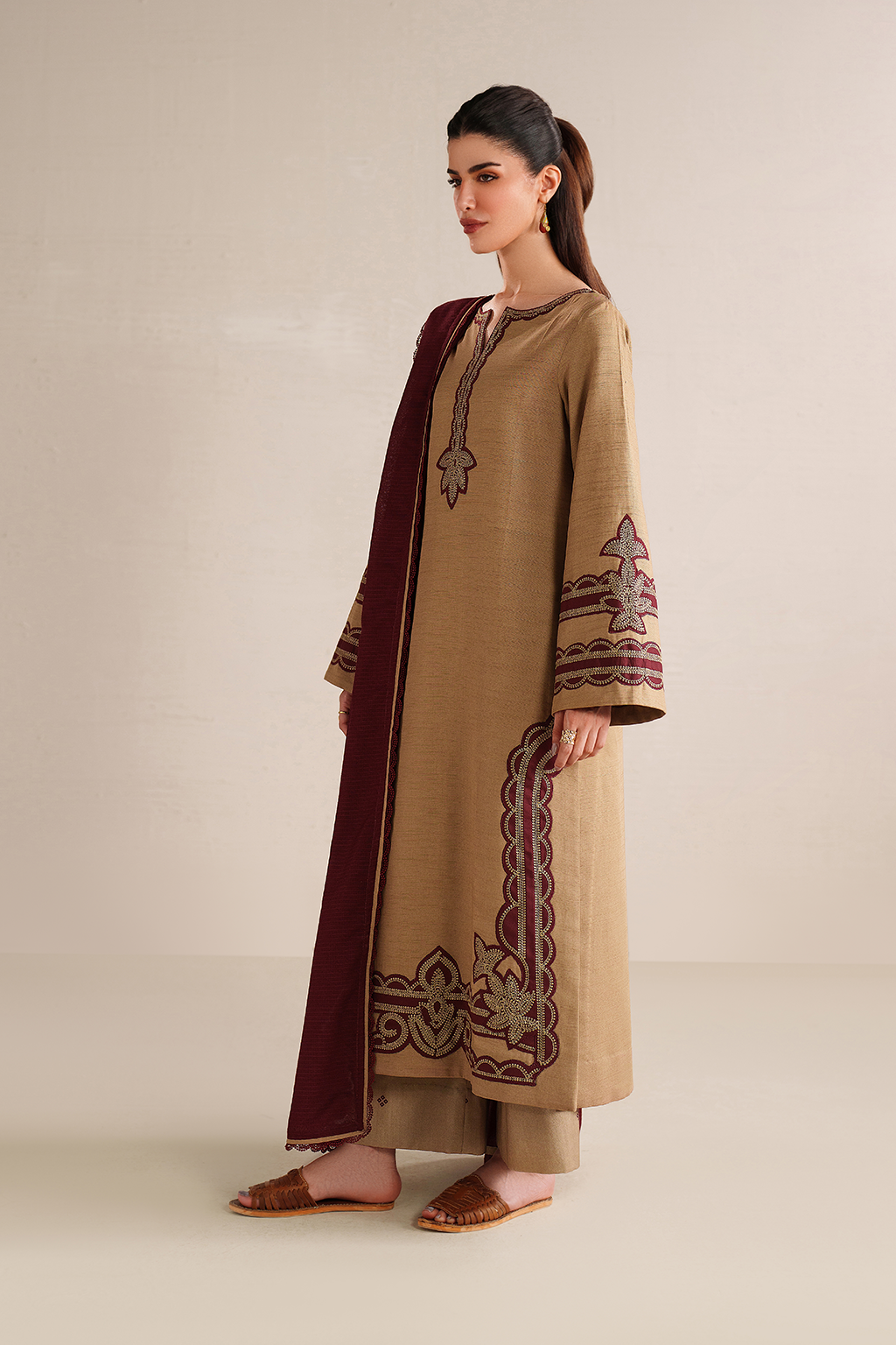 UE-583 Embroidered Khaddar