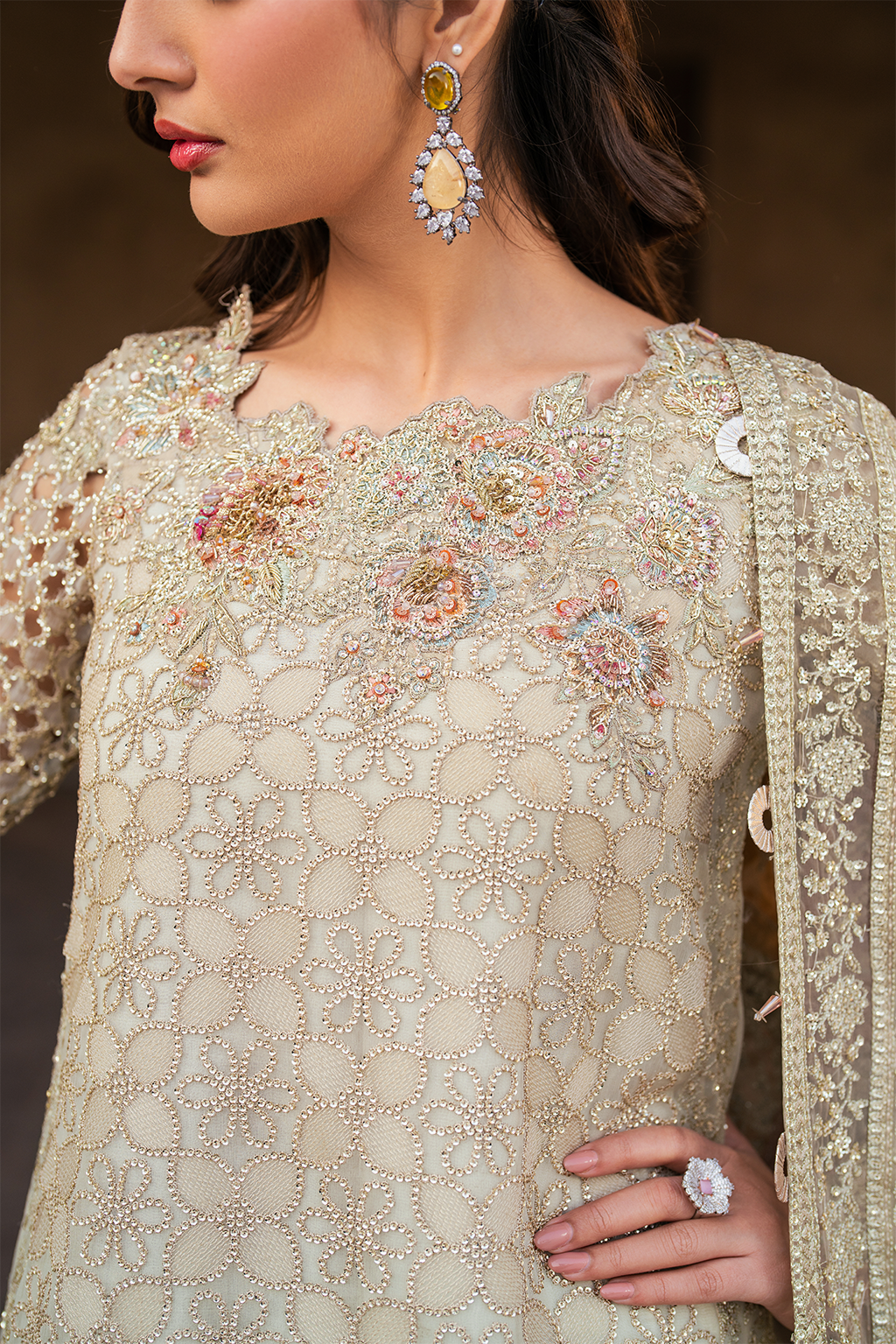 ILC-02 Embroidered Chiffon (Long shirt & Lehnga)