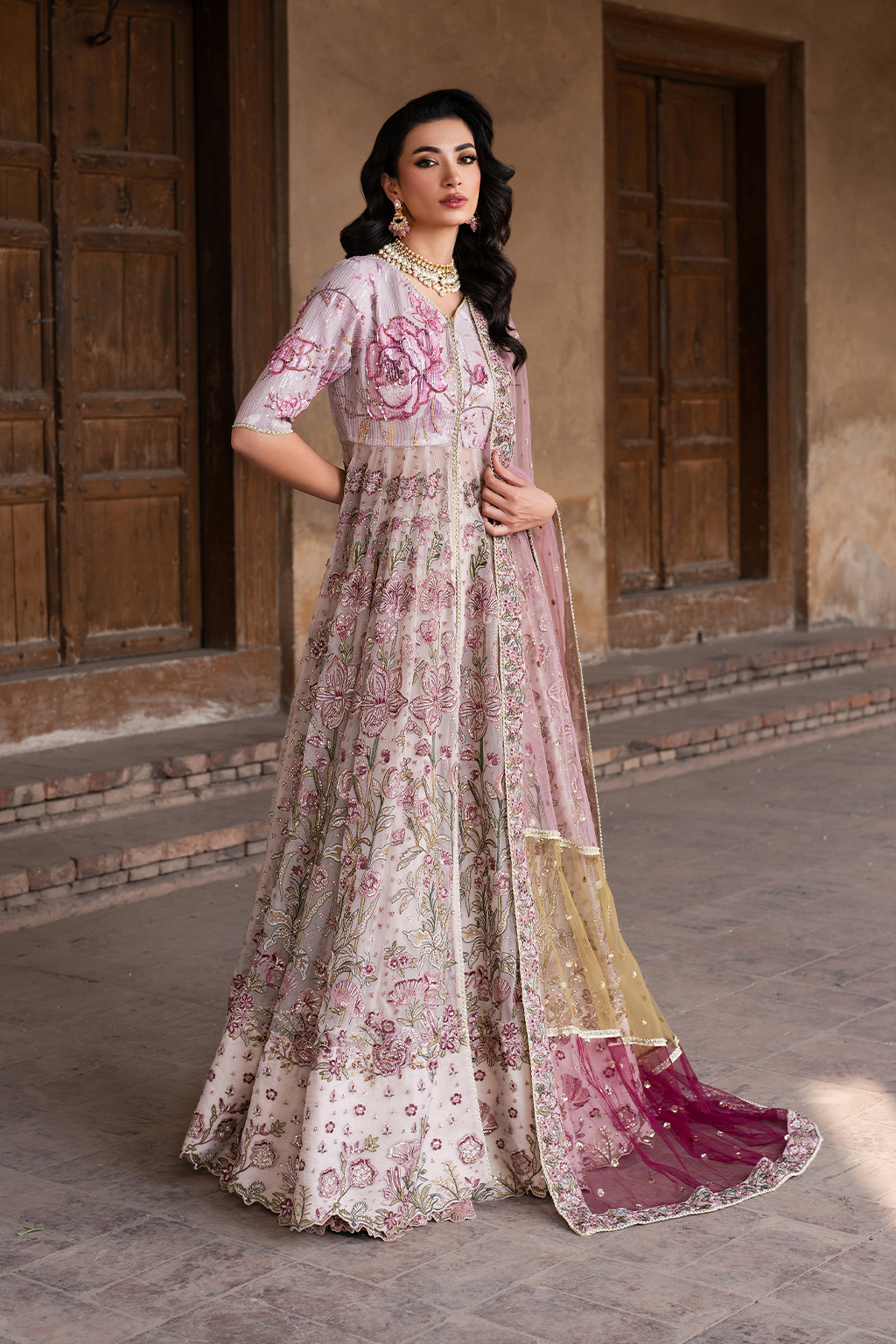 Embroidered Printed Silk - Iznik