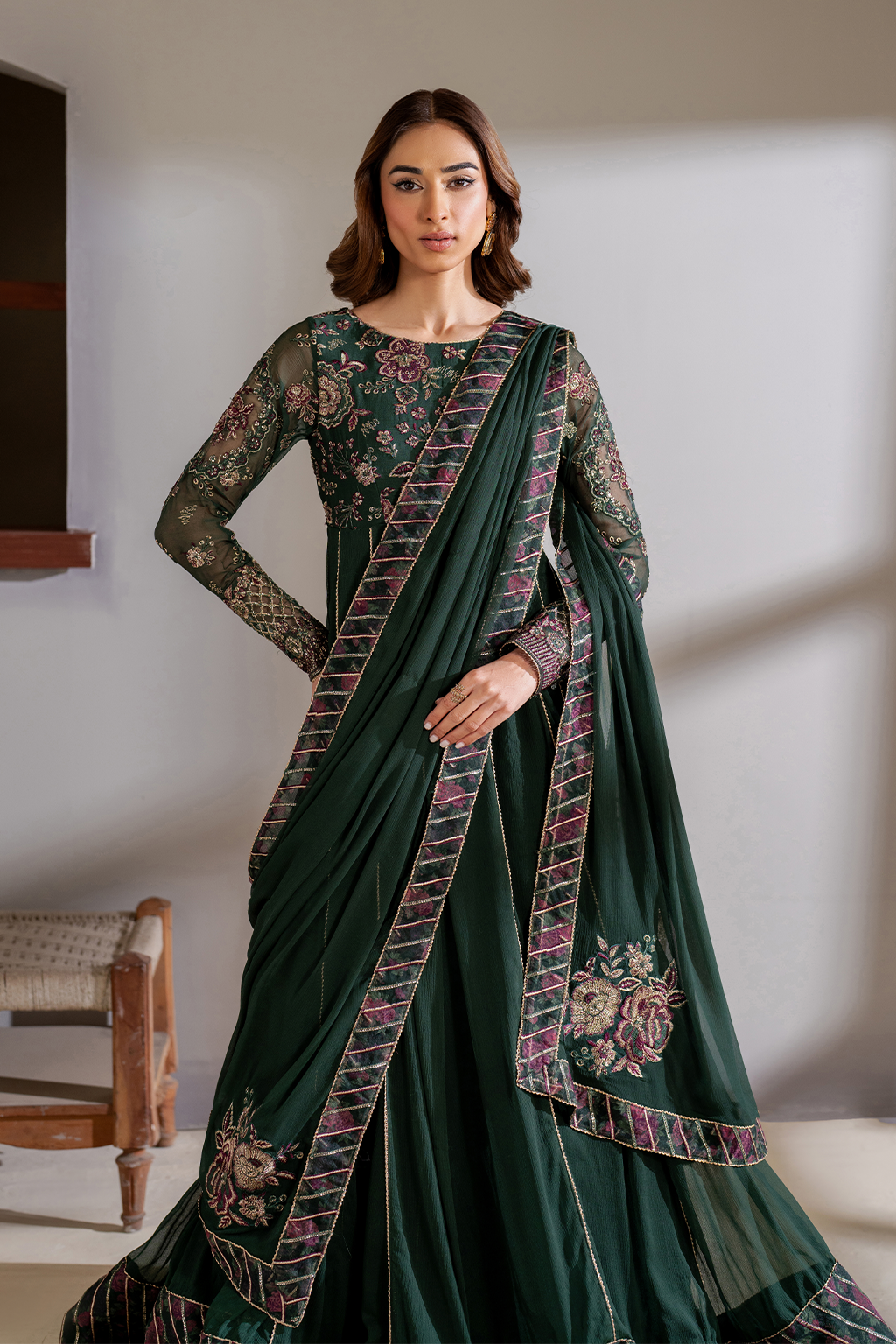 CC-63 Embroidered Chiffon - Iznik