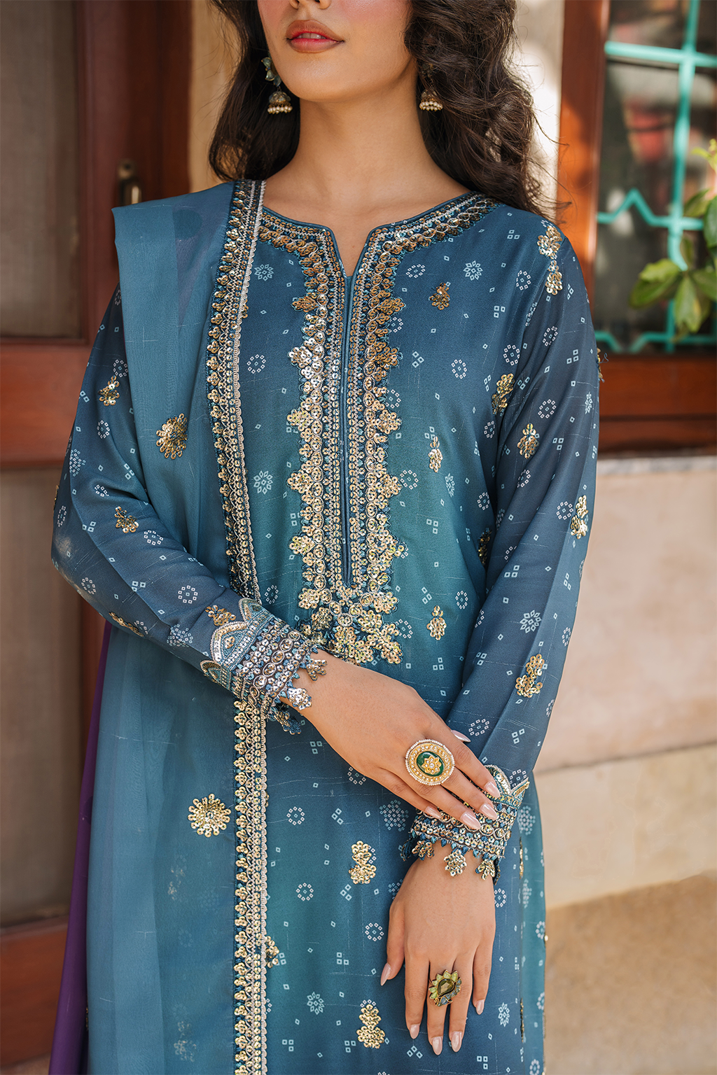 Embroidered Chiffon - Iznik
