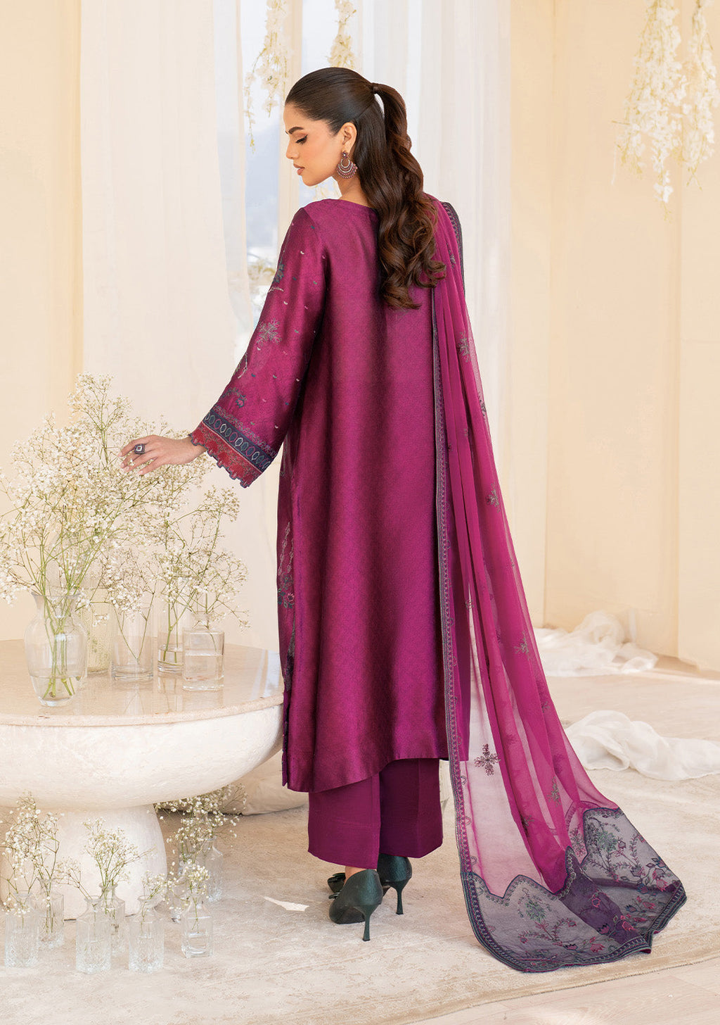 UE-436 Embroidered Pure Jacquard Silk