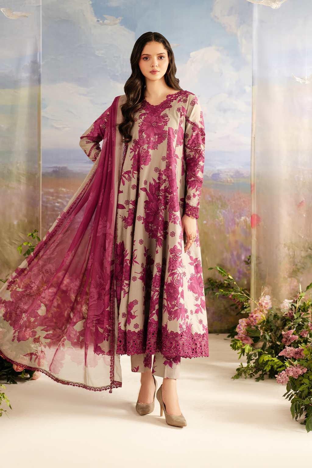 UE-457  Embroidered Printed Lawn - Iznik