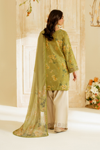 UE-446  Borer Embroidered Printed Lawn - Iznik