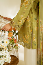 UE-446  Borer Embroidered Printed Lawn - Iznik