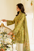 UE-446  Borer Embroidered Printed Lawn - Iznik