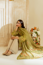 UE-446  Borer Embroidered Printed Lawn - Iznik