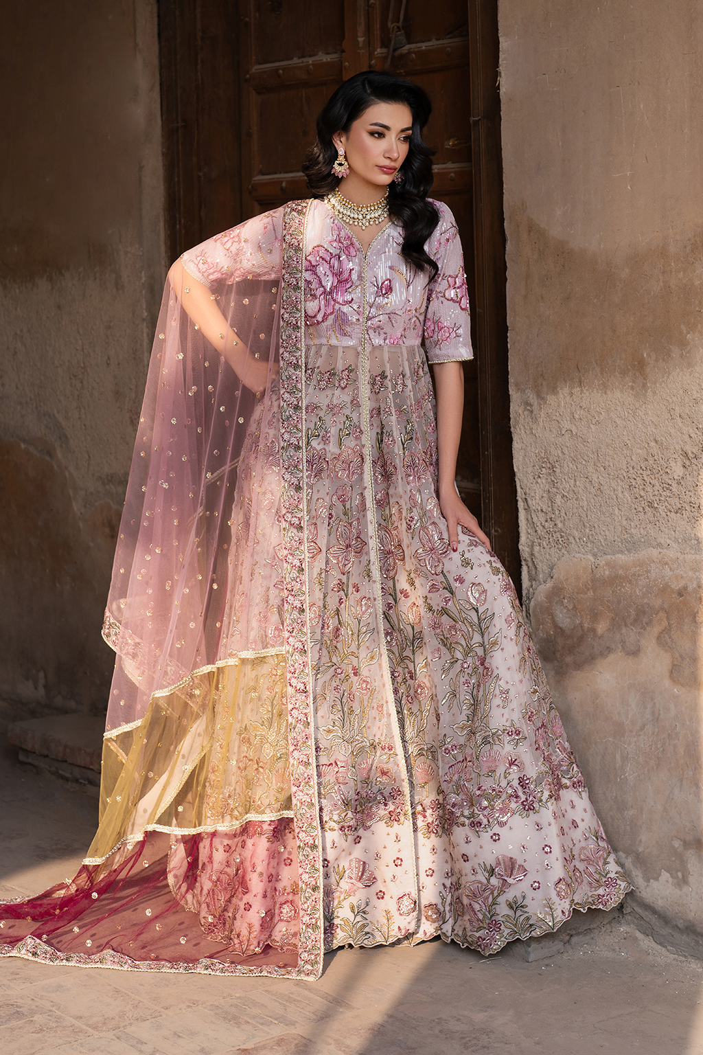 Embroidered Printed Silk - Iznik