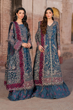 ILC-03 Embroidered Organza (Front Open shirt & Printed Maxi)