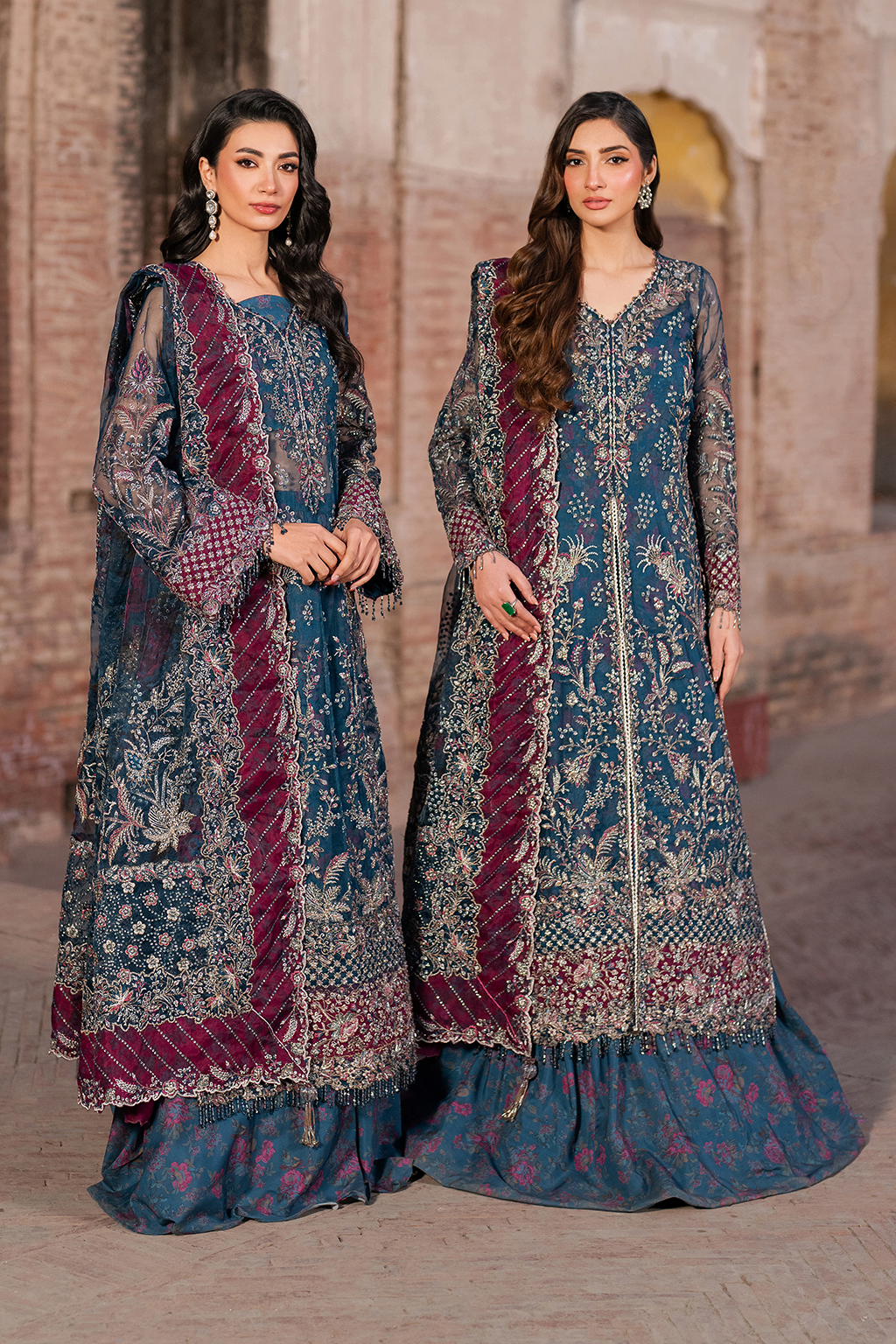 ILC-03 Embroidered Organza (Long Shirt With Printed Sharara)