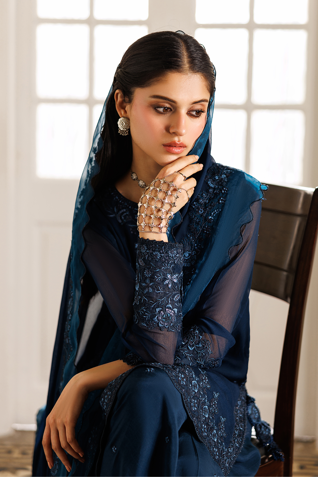 blue chiffon dress pakistani Pakistani Blue Dresses