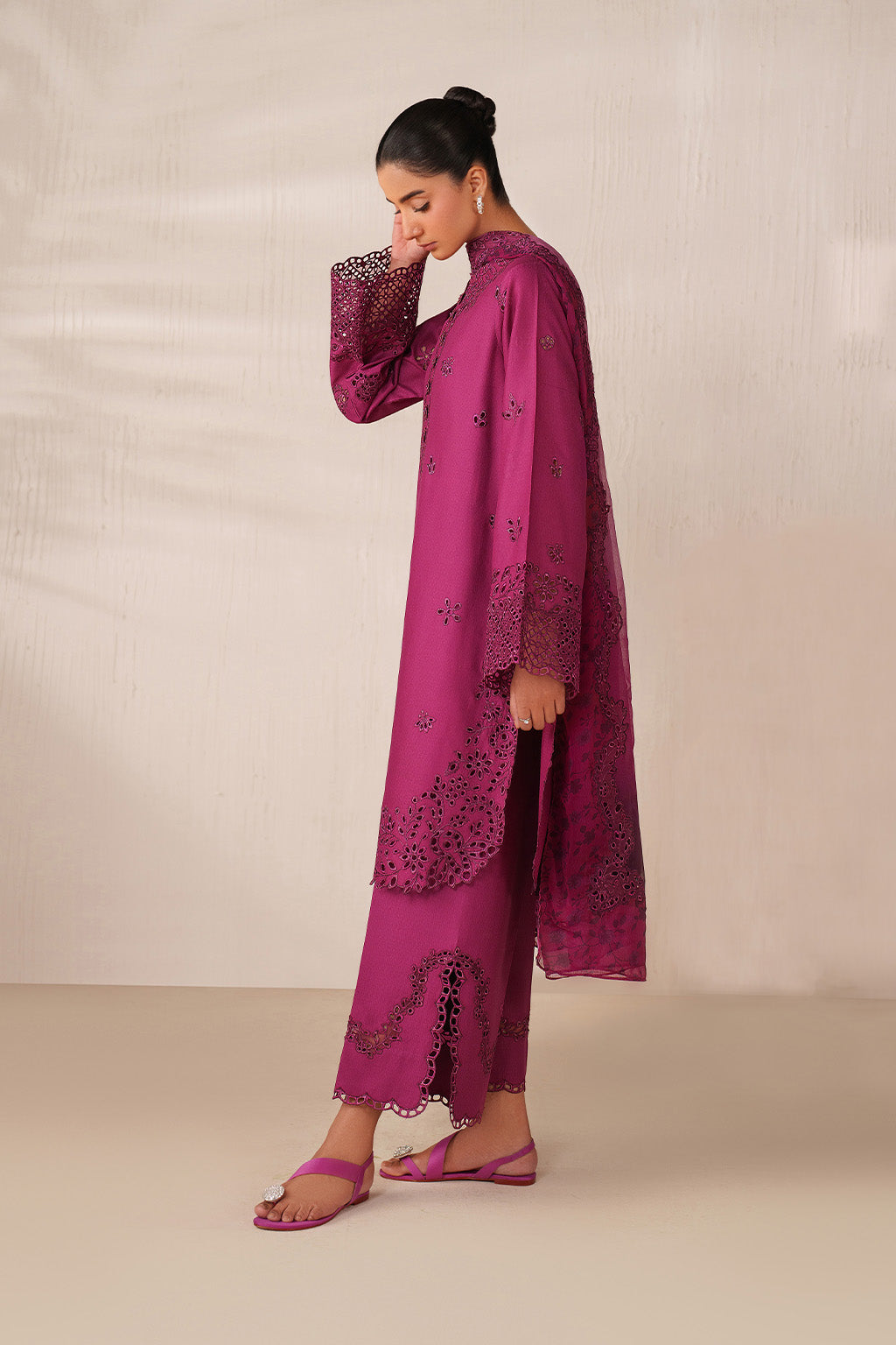 UE-593 Embroidered Textured Lawn Secondary image