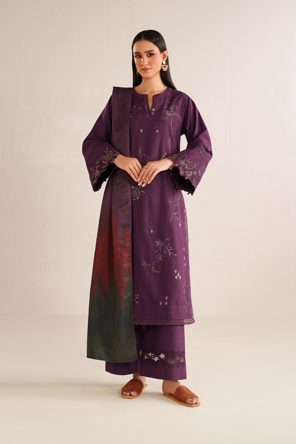 UE-584 Embroidered Khaddar Main image