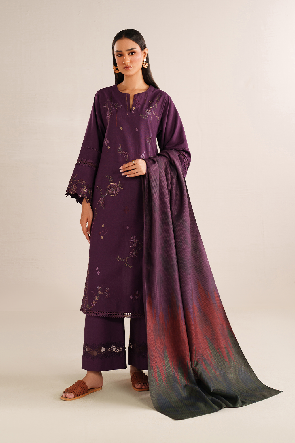 UE-584 Embroidered Khaddar
