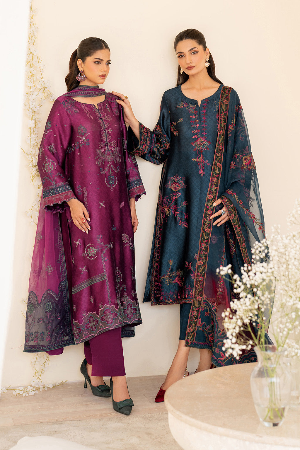 UE-436 Embroidered Pure Jacquard Silk