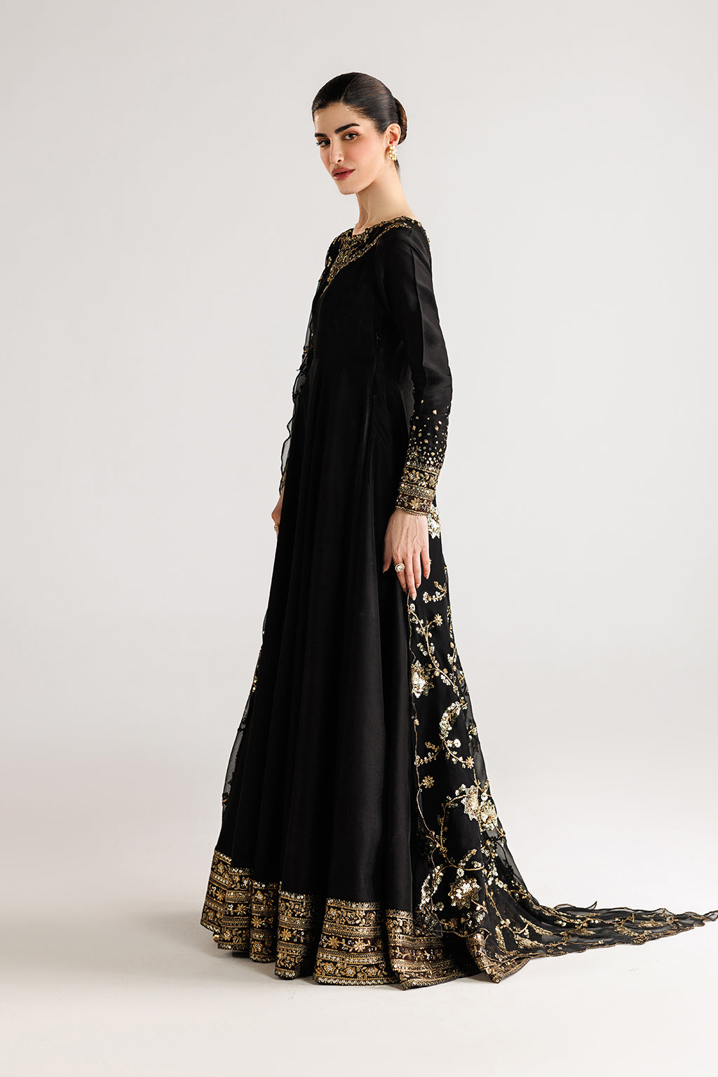 Black Embroidered Silk Festive Wear | EID LUXE By IZNIK – Iznik Global