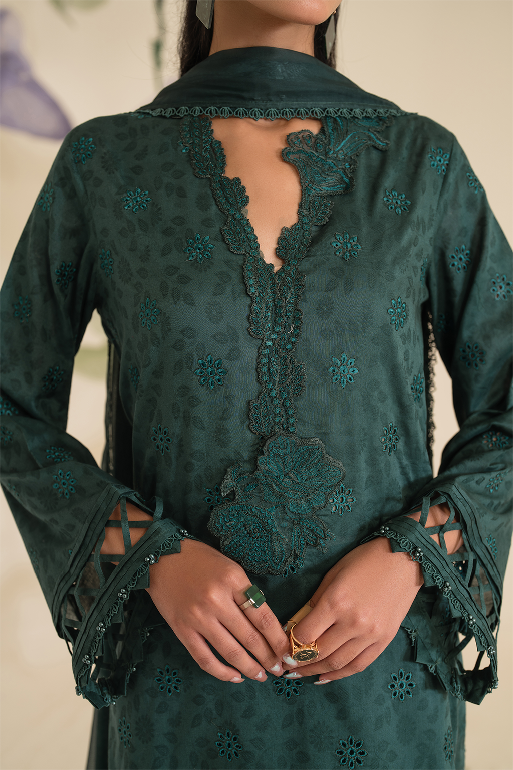 UE-429 Embroidered Textured Lawn Secondary image