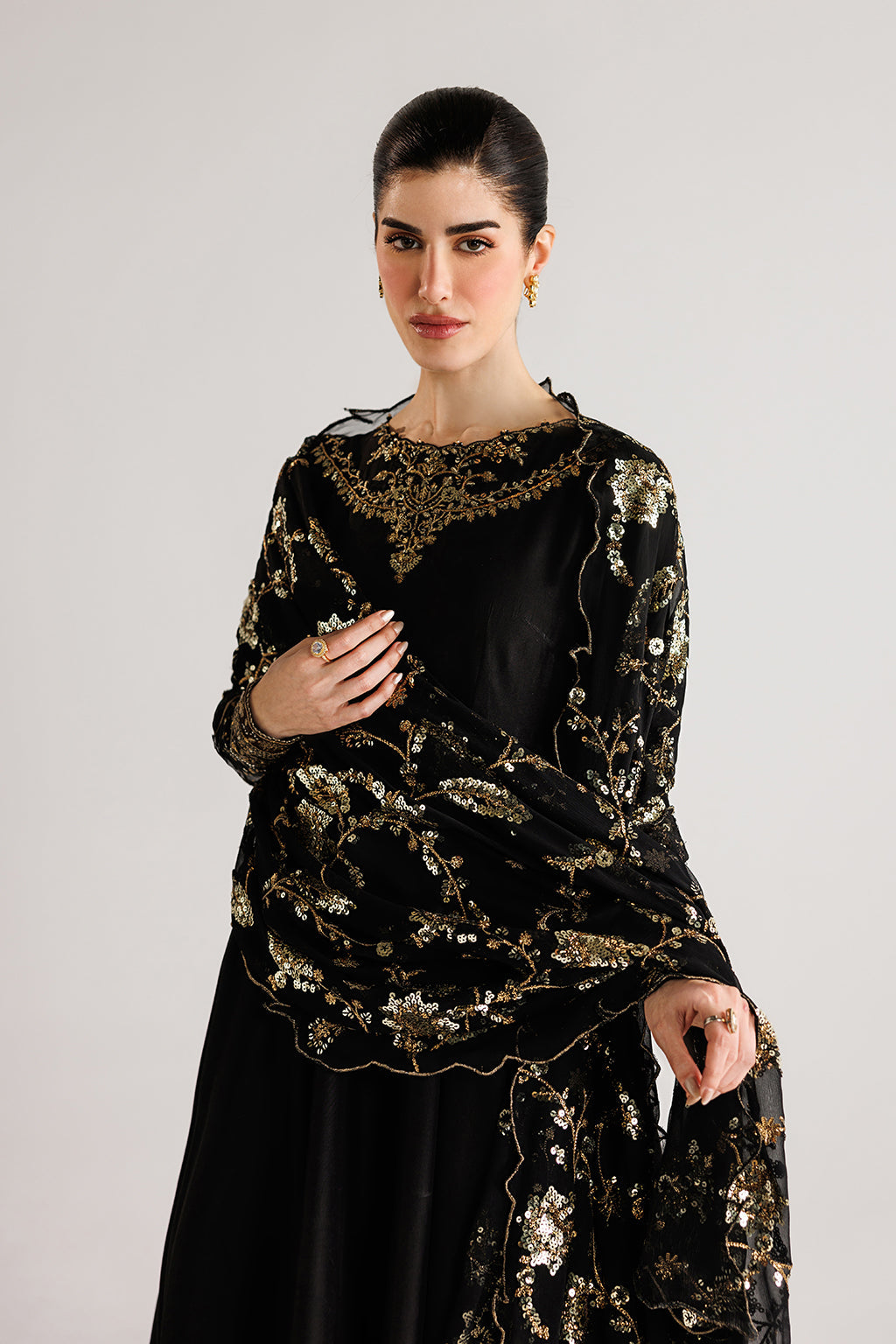 Black Embroidered Silk Festive Wear | EID LUXE By IZNIK – Iznik Global