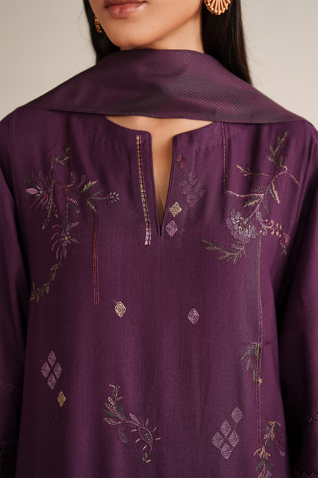 UE-584 Embroidered Khaddar