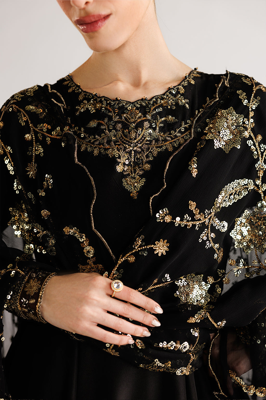 Black Embroidered Silk Festive Wear | EID LUXE By IZNIK – Iznik Global