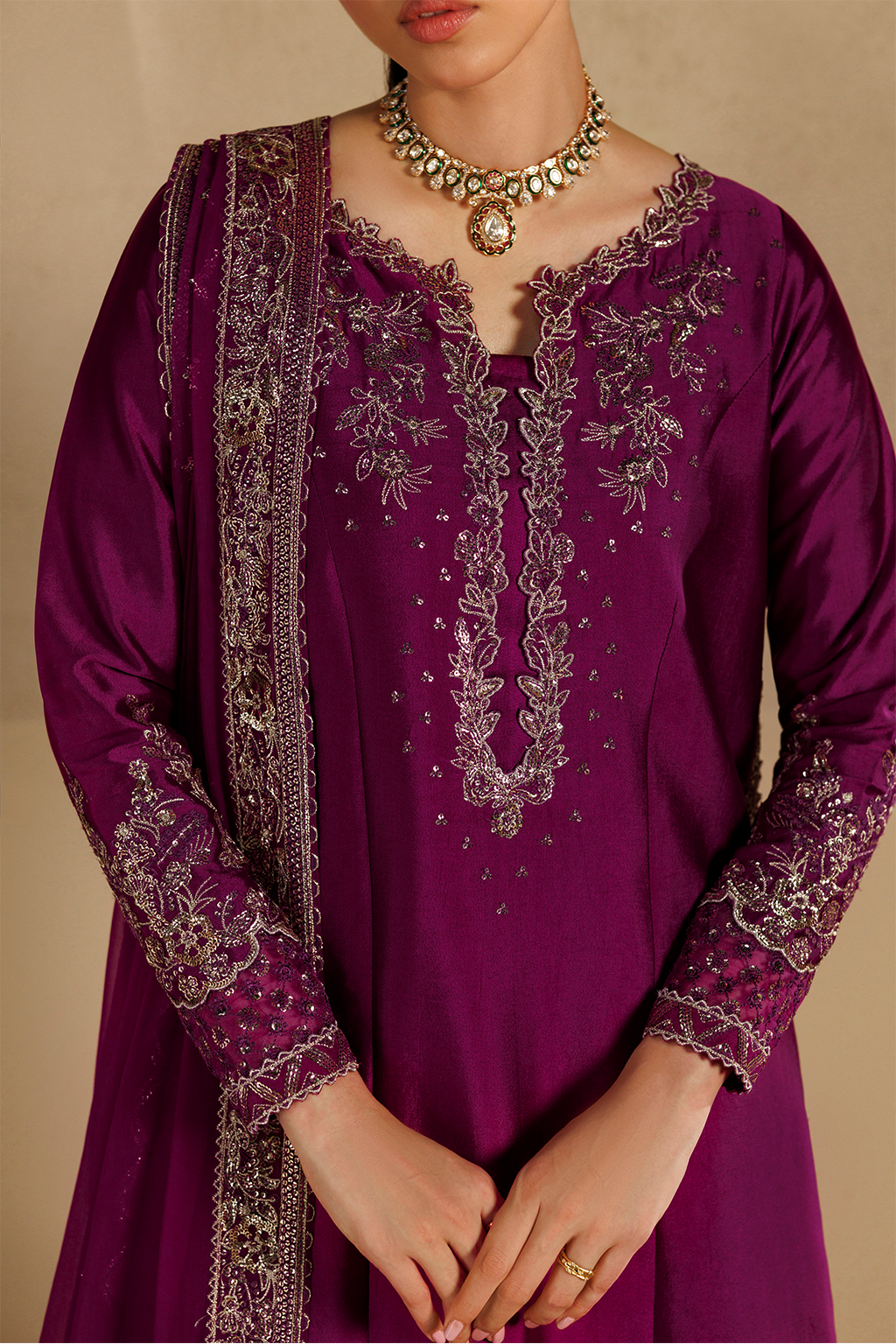 UE-736 Embroidered Sheesha Silk Secondary image