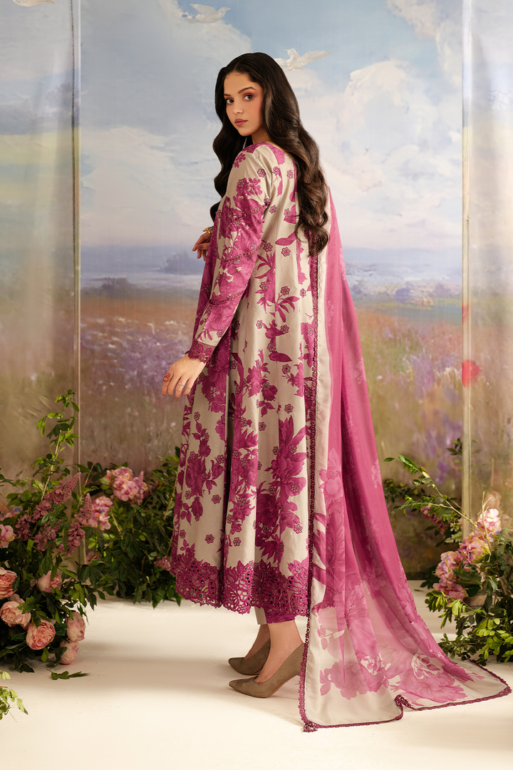 UE-457  Embroidered Printed Lawn