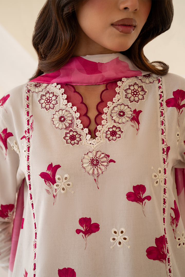 UE-443 Borer Embroidered Printed Lawn