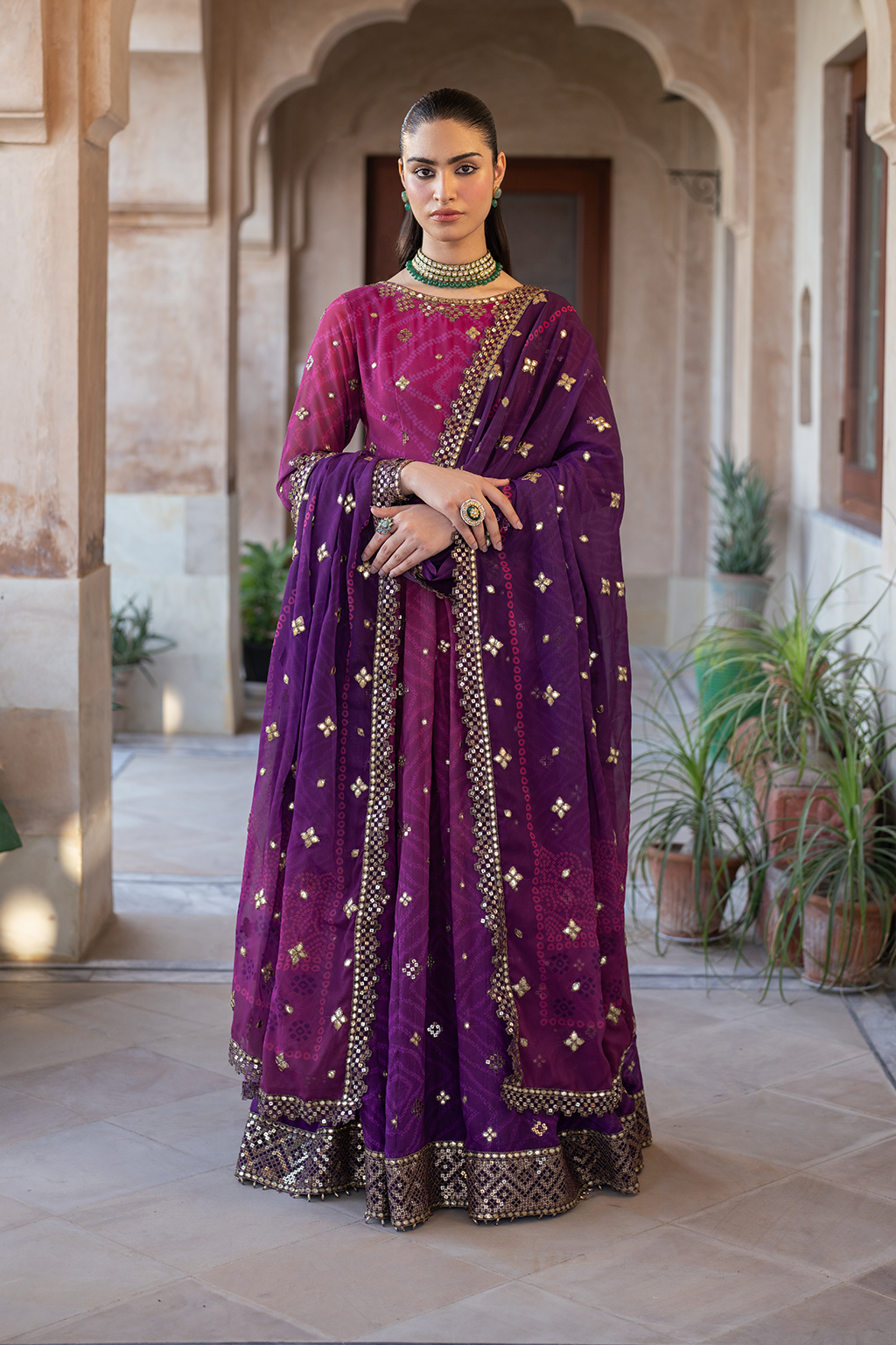 UE-327 Embroidered Chiffon ( FROCK ) - Iznik Main image