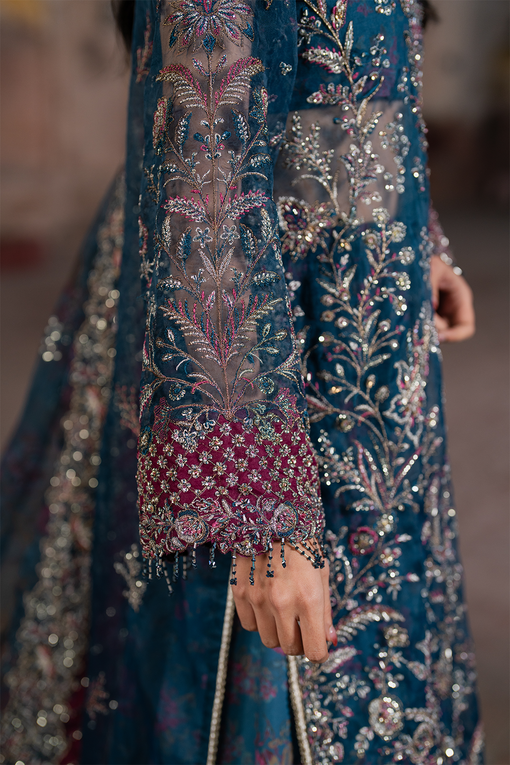 ILC-03 Embroidered Organza (Long Shirt With Printed Sharara)