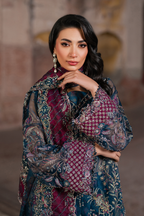 ILC-03 Embroidered Organza (Front Open shirt & Printed Maxi)