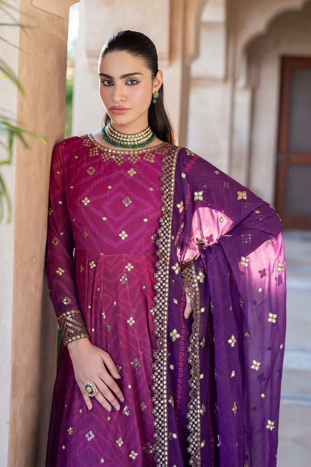 UE-327 Embroidered Chiffon ( FROCK )