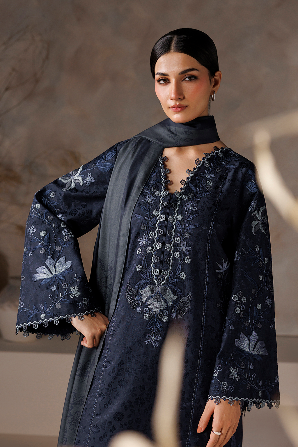 UE-742 Embroidered  Viscose Jacquard