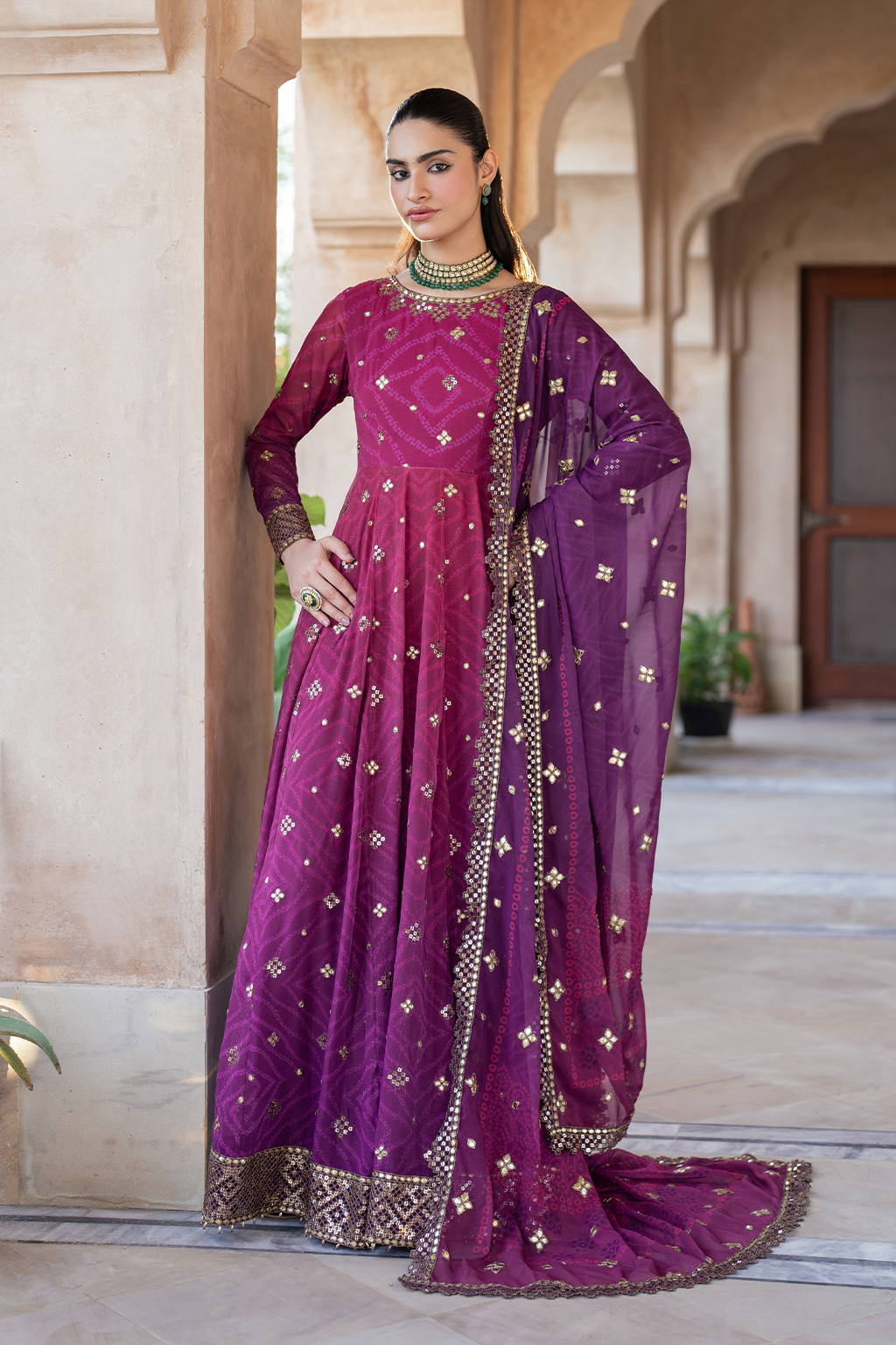UE-327 Embroidered Chiffon ( FROCK )