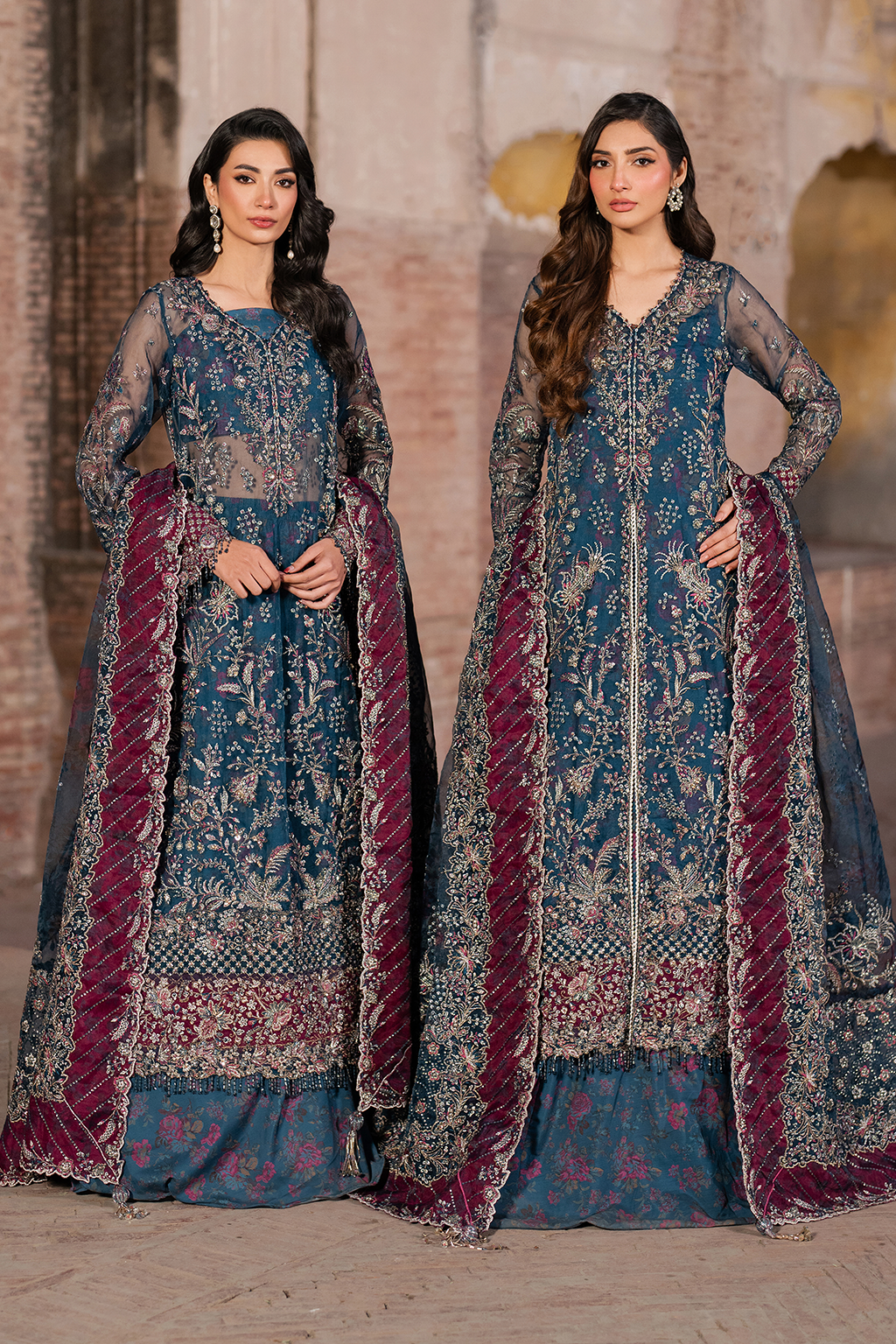 ILC-03 Embroidered Organza (Long Shirt With Printed Sharara)