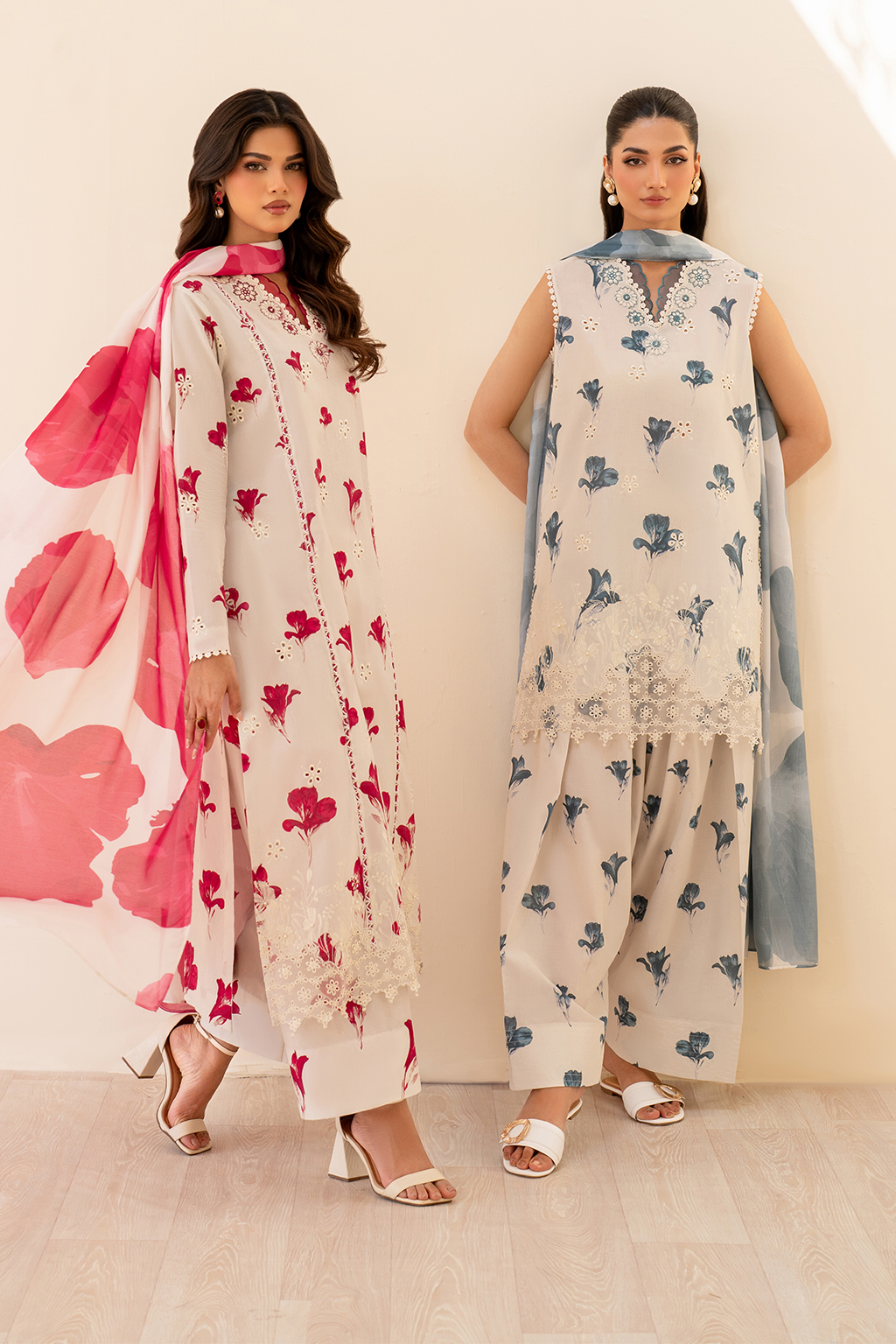 UE-443 Borer Embroidered Printed Lawn