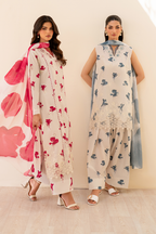 UE-443 Borer Embroidered Printed Lawn - Iznik